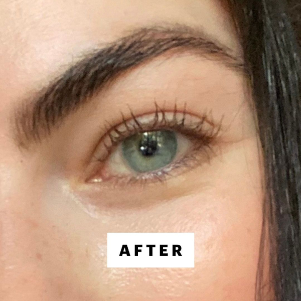 Nicola Dall'Asen after applying Glossier Lash Slick in Brown Nicola Dall'Asen